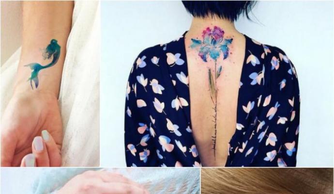 Τατουάζ ακουαρέλας - η πιο πρόσφατη τεχνική ζωγραφικής στην τέχνη του τατουάζ Λουλούδια σε στυλ σκίτσα τατουάζ ακουαρέλας